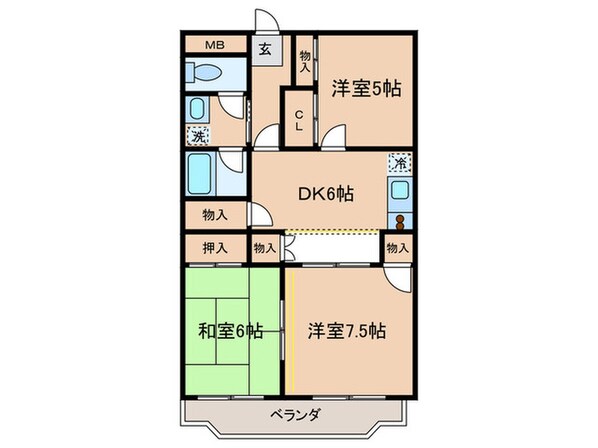 サンフラワーマンションの物件間取画像